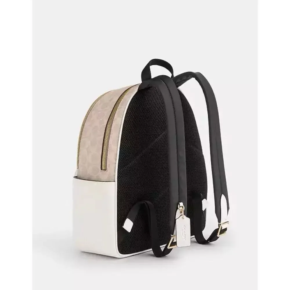 🔥🎁NWT! Coach Court Backpack in Signature Canvas Sand/Chalk CZ176 Msrp:$450.00